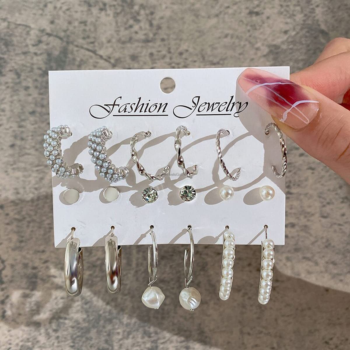 Plated-Toned Contemporary Hoop Earrings Set of 9